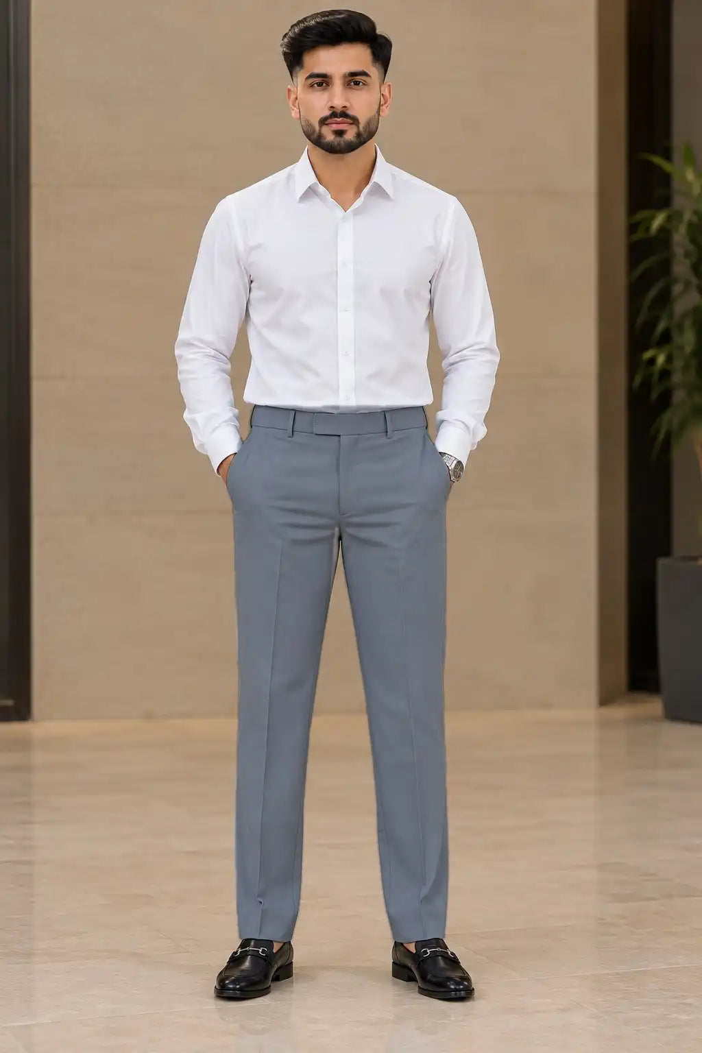 Dark Slate Navy Formal Straight Fit Pant