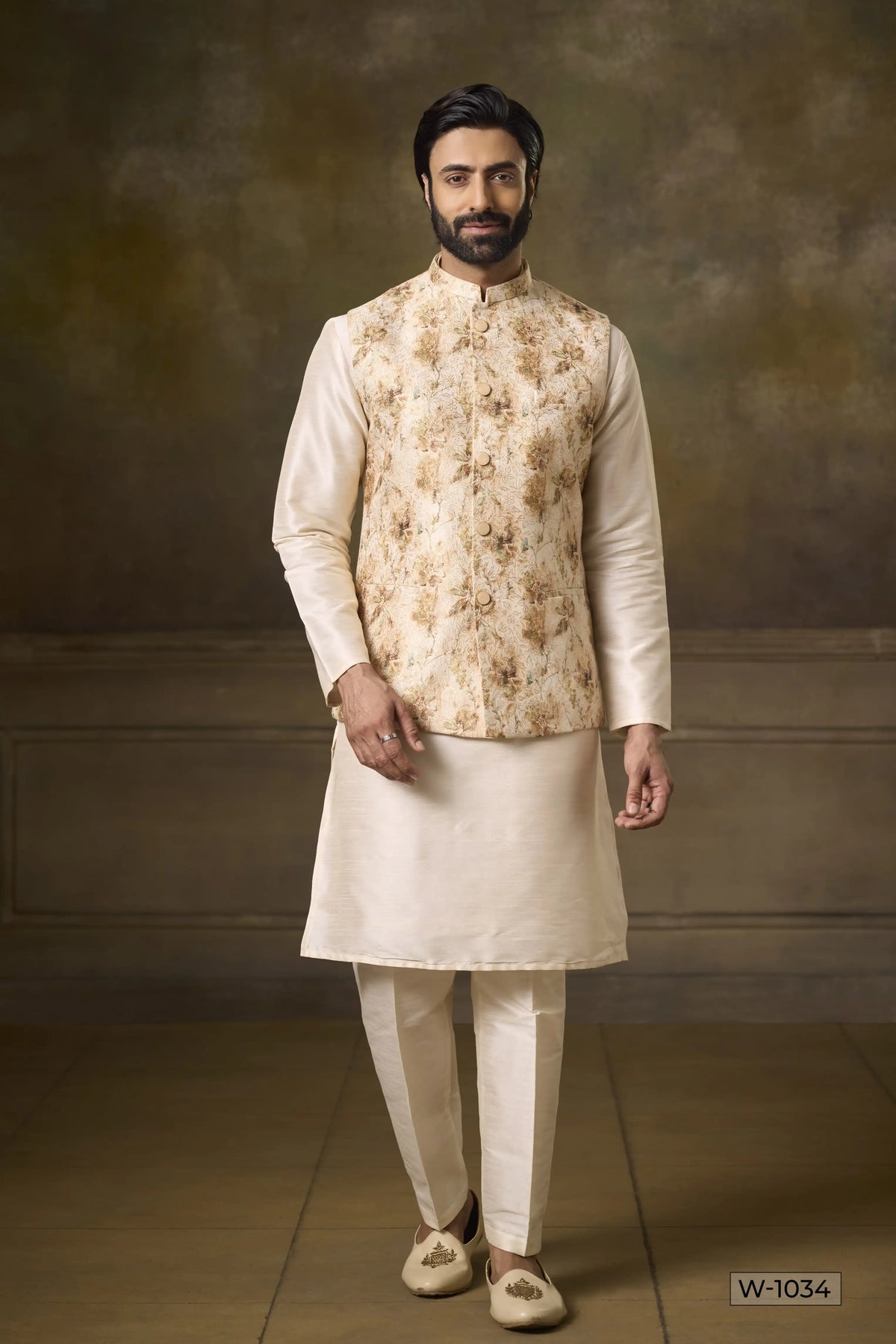 Kurta Pajama & Vest - W-1034