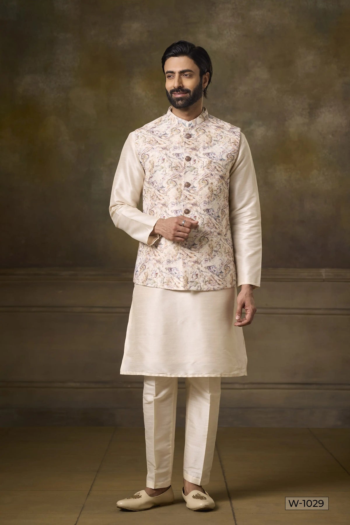 Kurta Pajama & Vest - W-1029