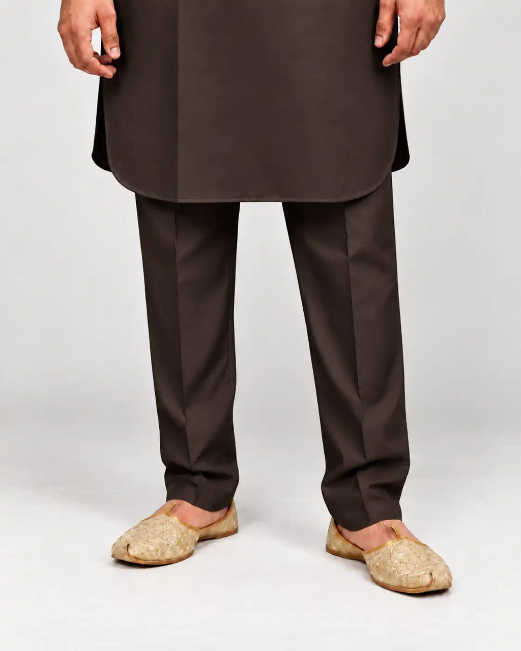 Brown Giza Cotton Kurta Pajama (Shirt Style Collar)