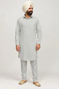 Grey Giza Cotton Kurta Pajama (Shirt Style Collar)