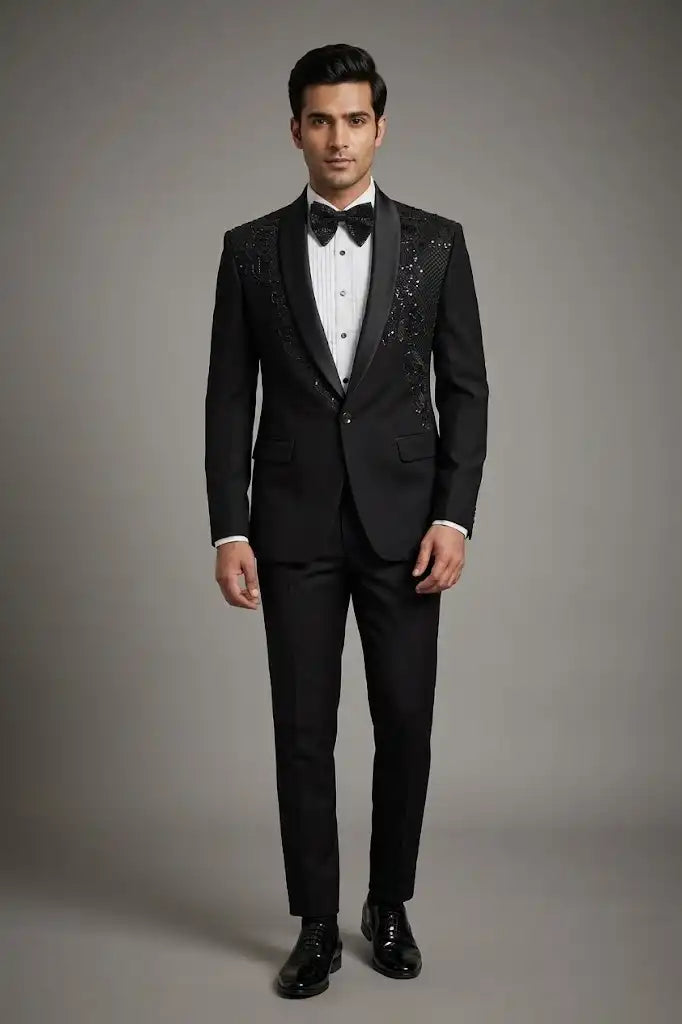 Top Body Embroided Black Tuxedo