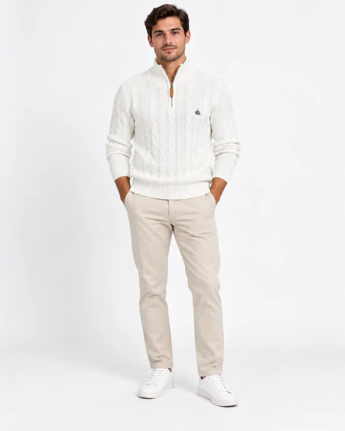 White Zipper Sweater
