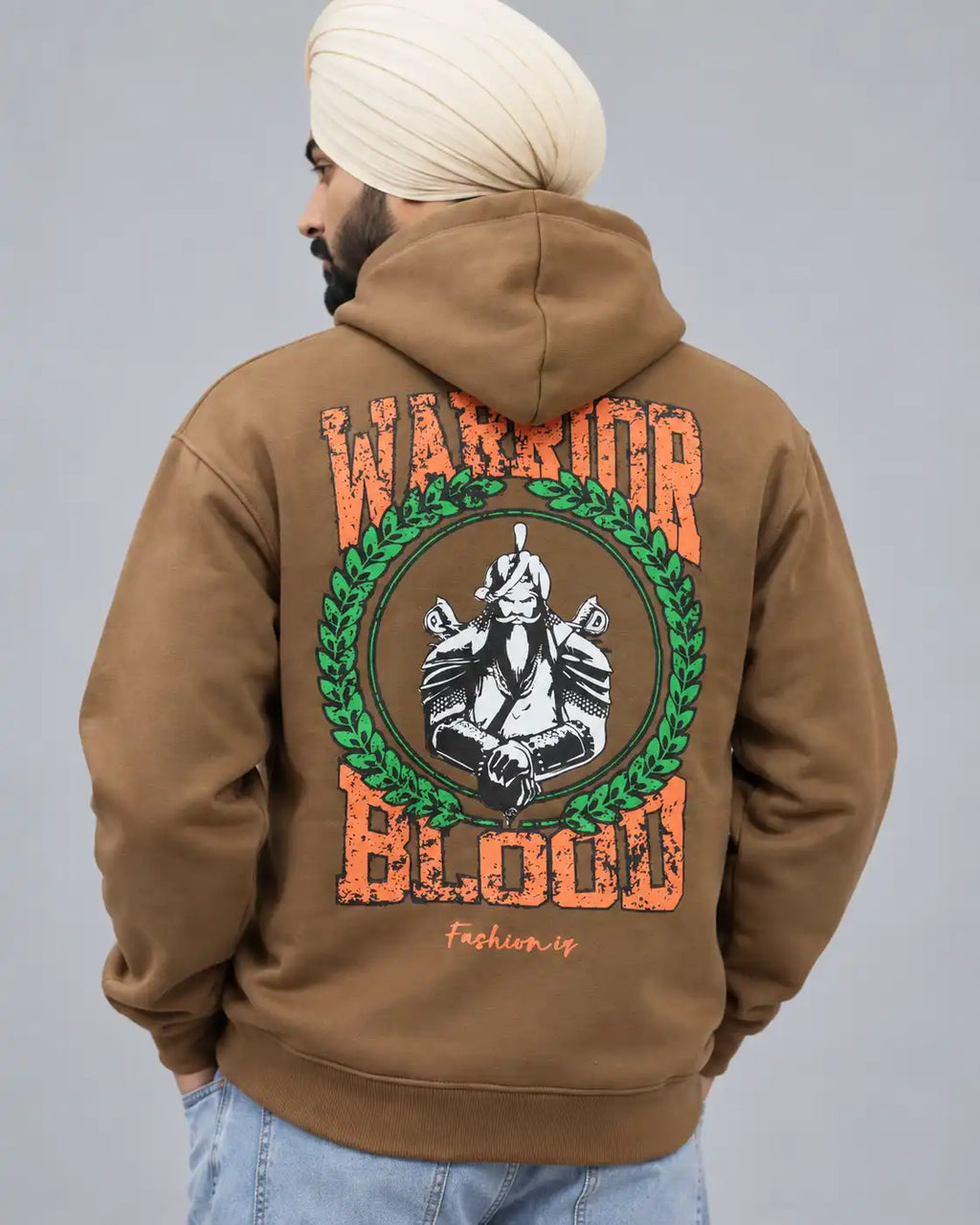 Sikh Warrior Hoodie Brown
