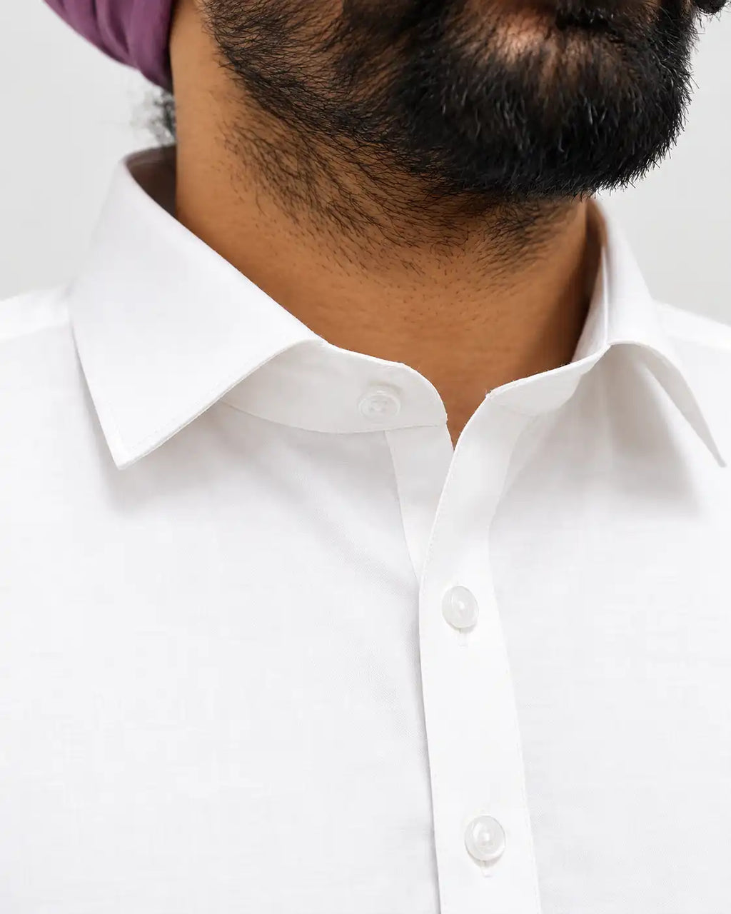 White Giza Cotton Kurta Pajama (Shirt Style Collar)