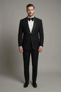 Neck Full Embroided Black Tuxedo