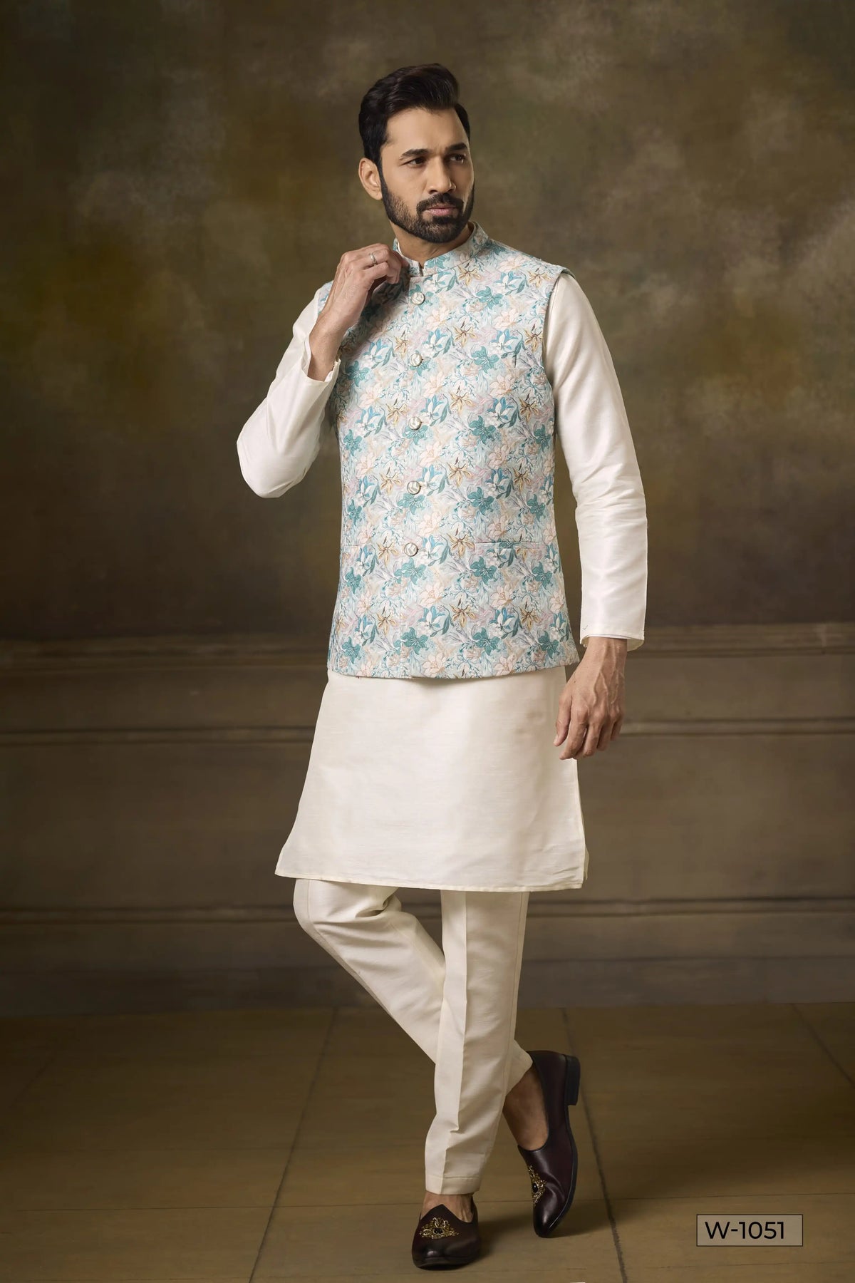 Kurta Pajama & Vest - W-1051