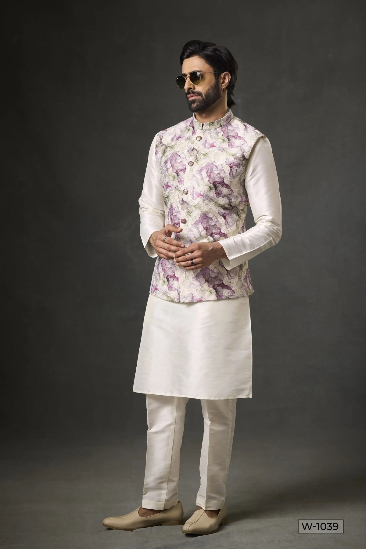 Kurta Pajama & Vest - W-1039
