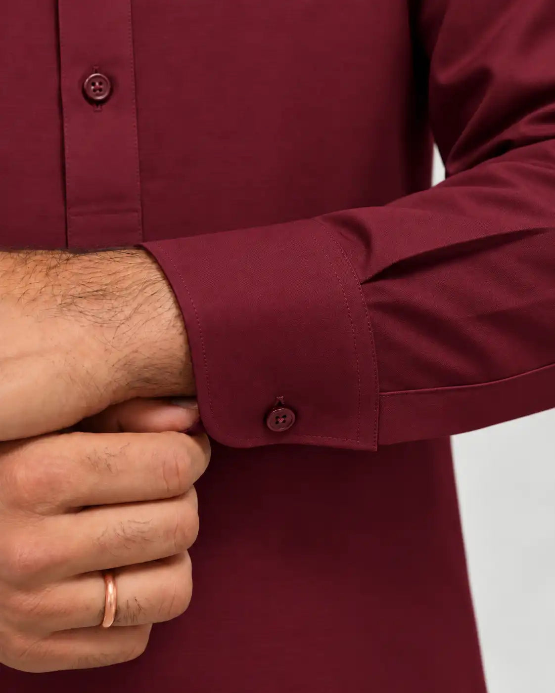 Maroon Giza Cotton Kurta Pajama (Shirt Style Collar)