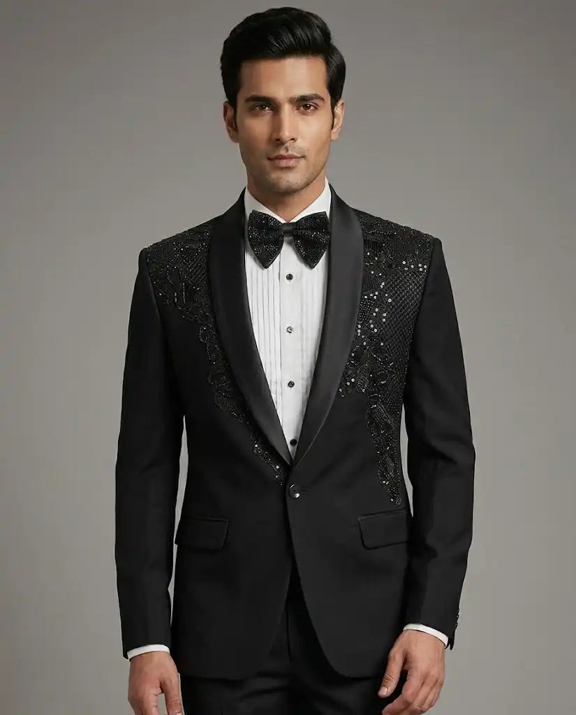 Top Body Embroided Black Tuxedo
