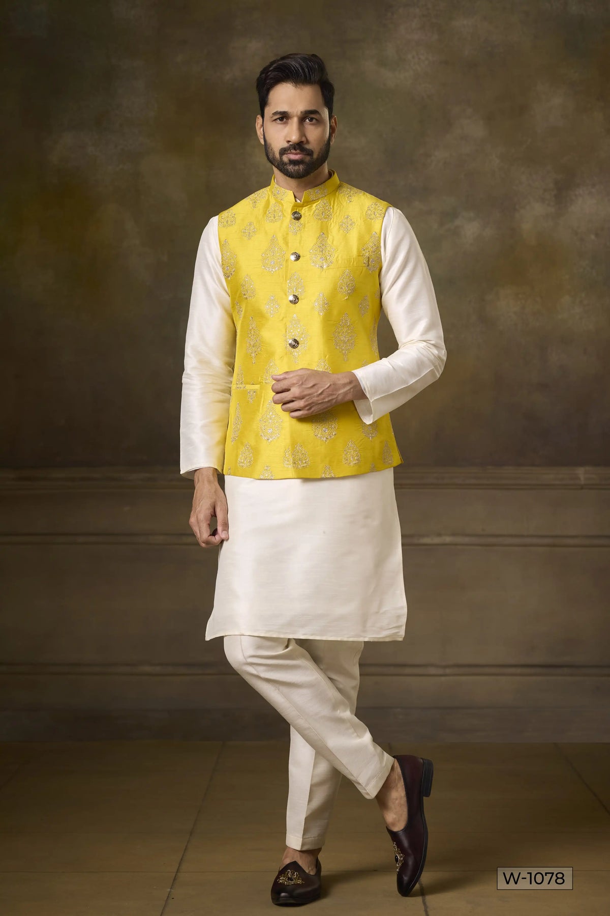 Kurta Pajama & Vest - W-1078