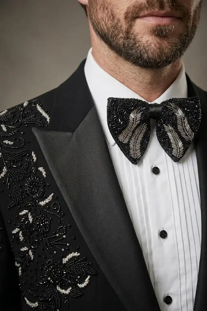 Right Shoulder Embroided Black Tuxedo