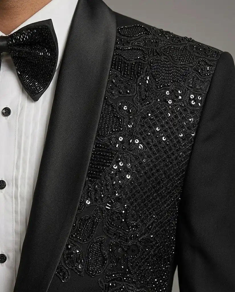 Top Body Embroided Black Tuxedo