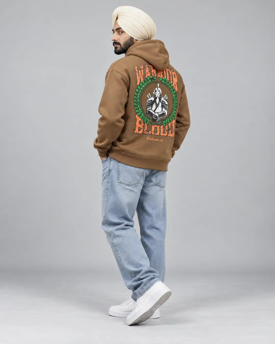 Sikh Warrior Hoodie Brown