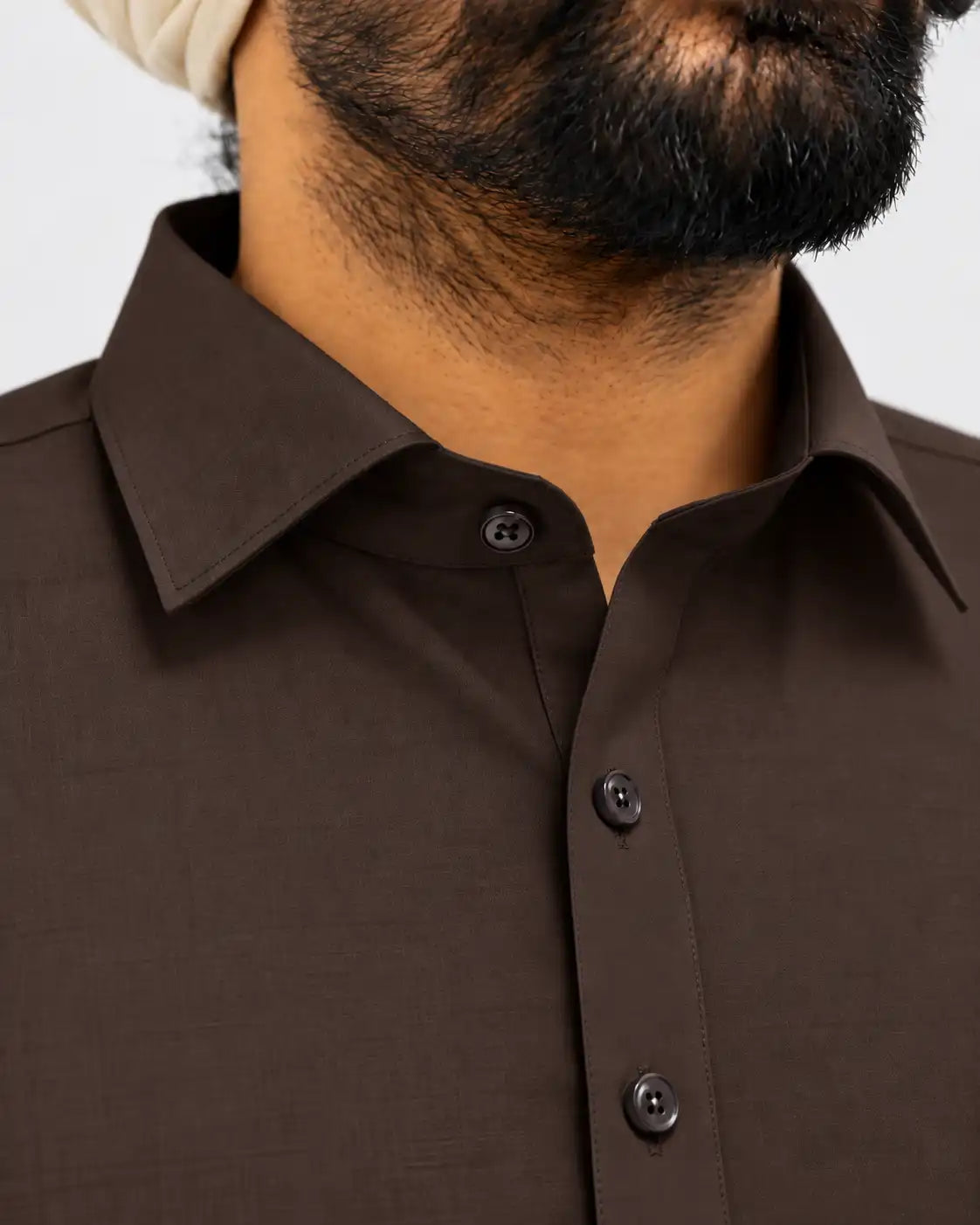 Brown Giza Cotton Kurta Pajama (Shirt Style Collar)