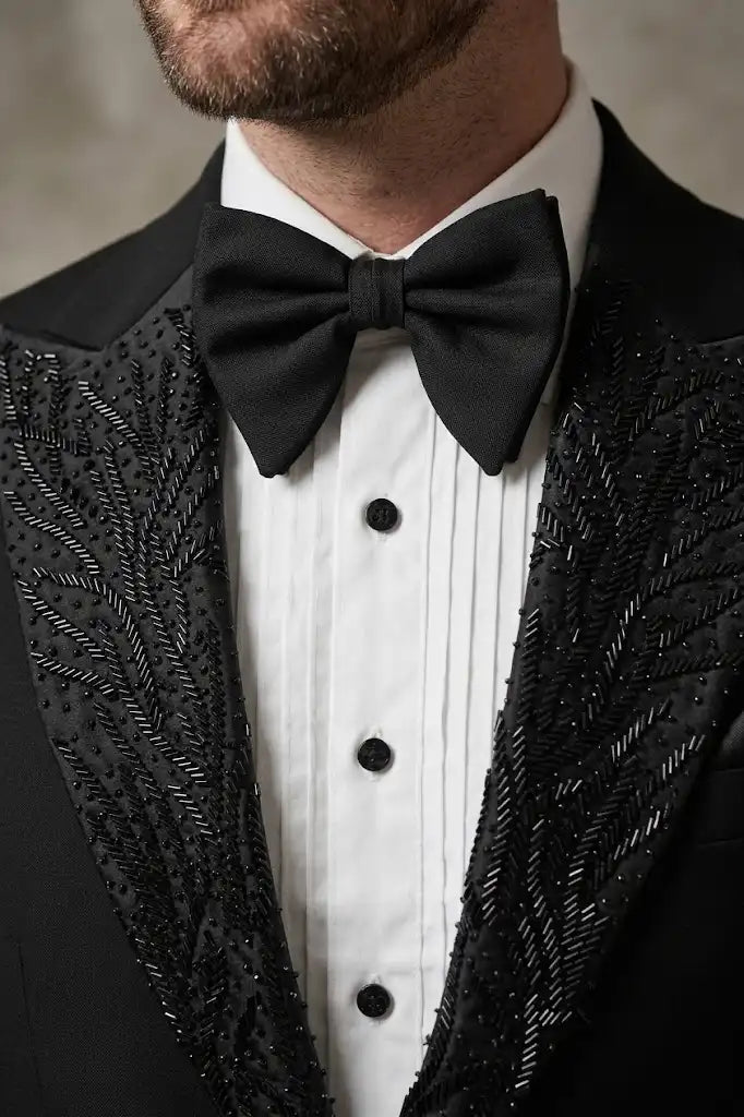 Neck Embroidery Black Tuxedo