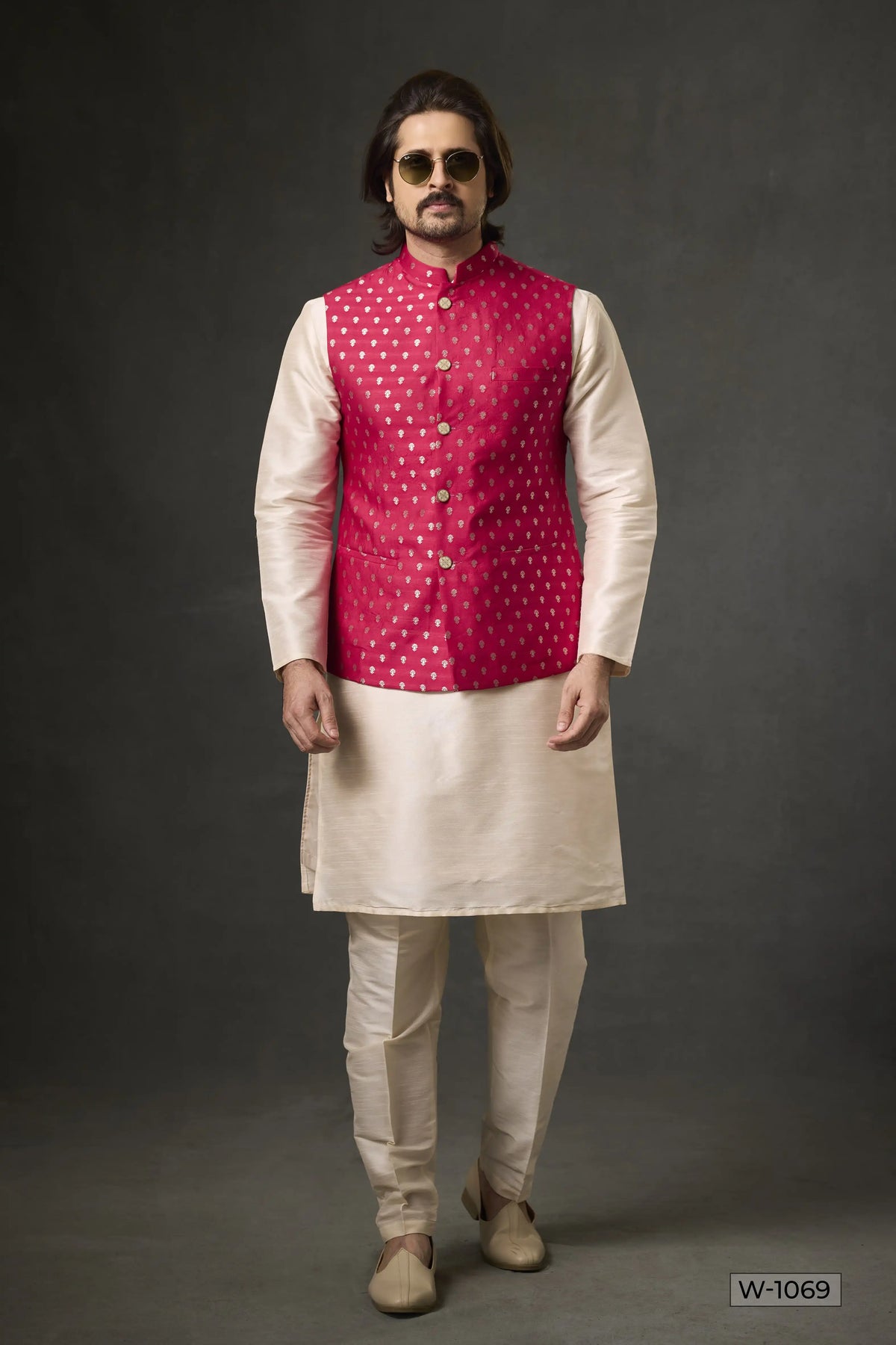 Kurta Pajama & Vest - W-1069