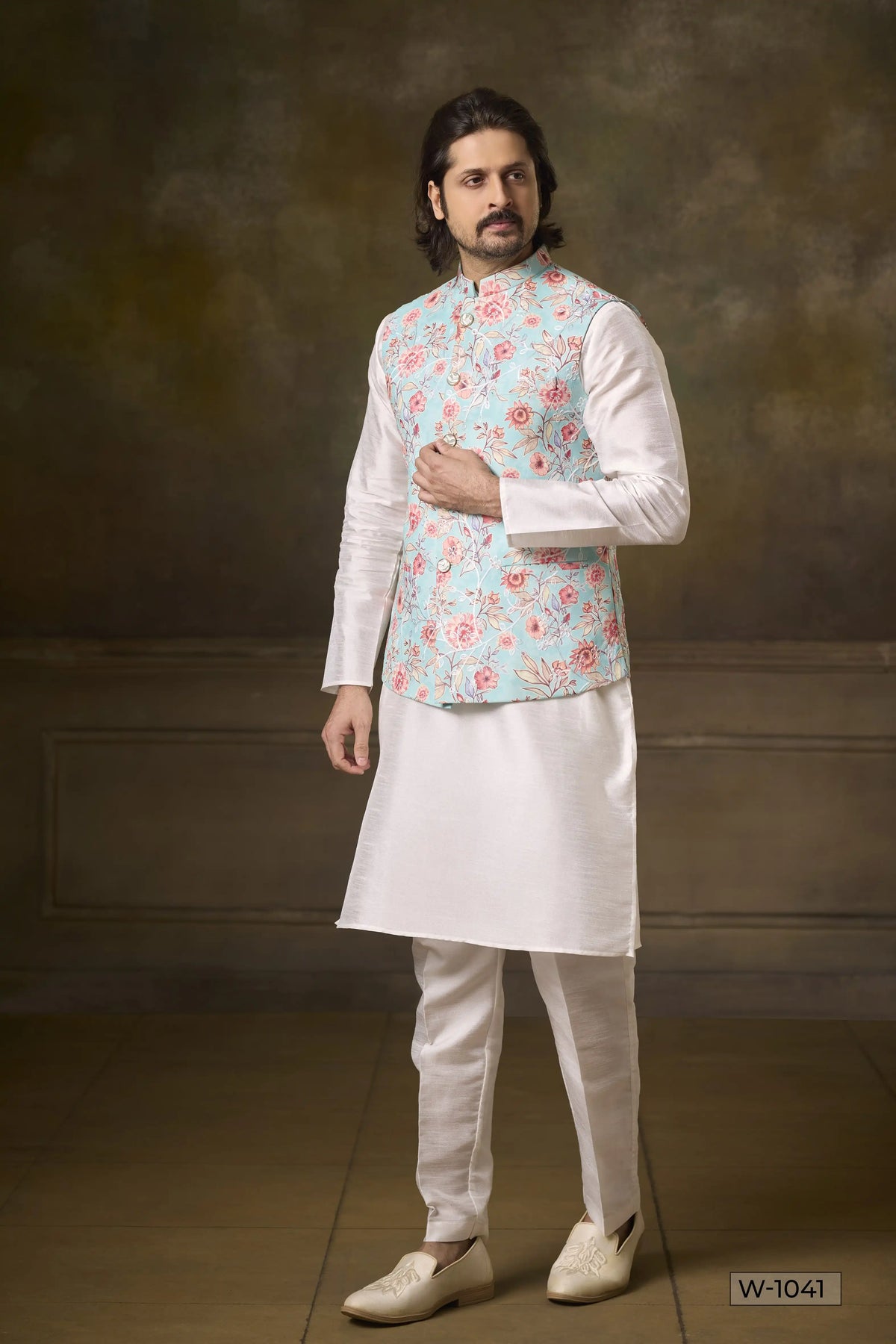 Kurta Pajama & Vest - W-1041