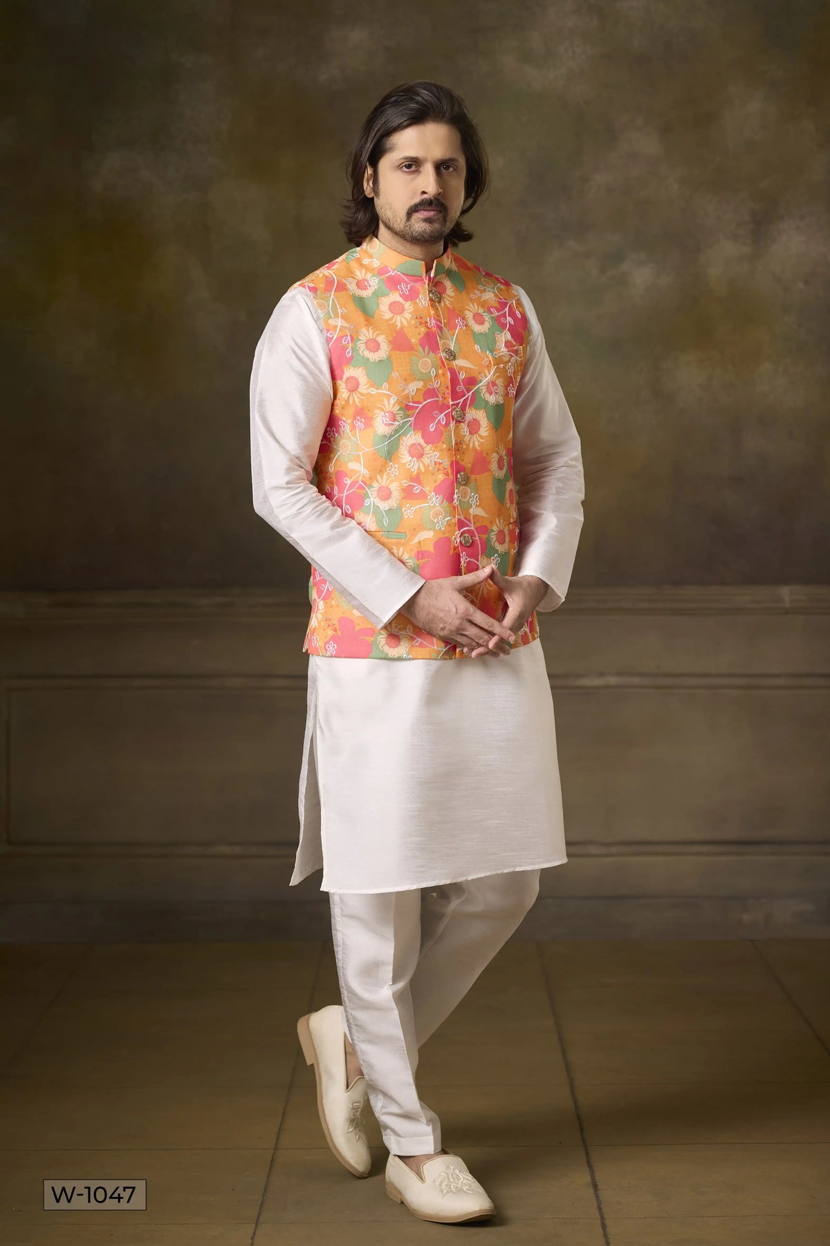 Kurta Pajama & Vest - W-1047