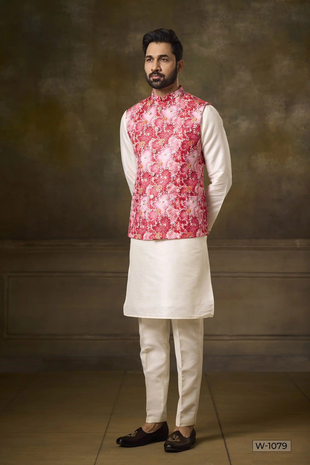 Kurta Pajama & Vest - W-1079