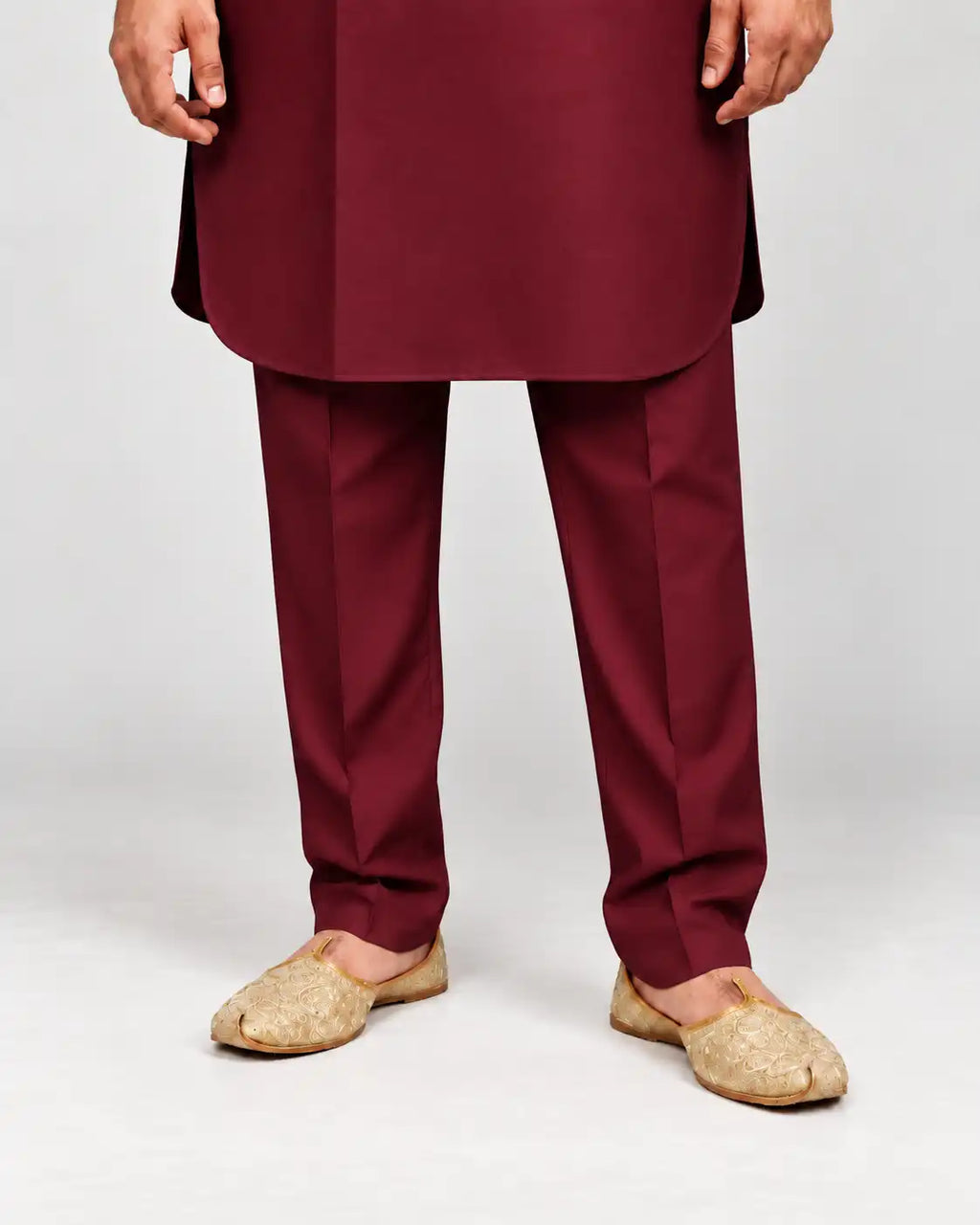Maroon Giza Cotton Kurta Pajama (Shirt Style Collar)