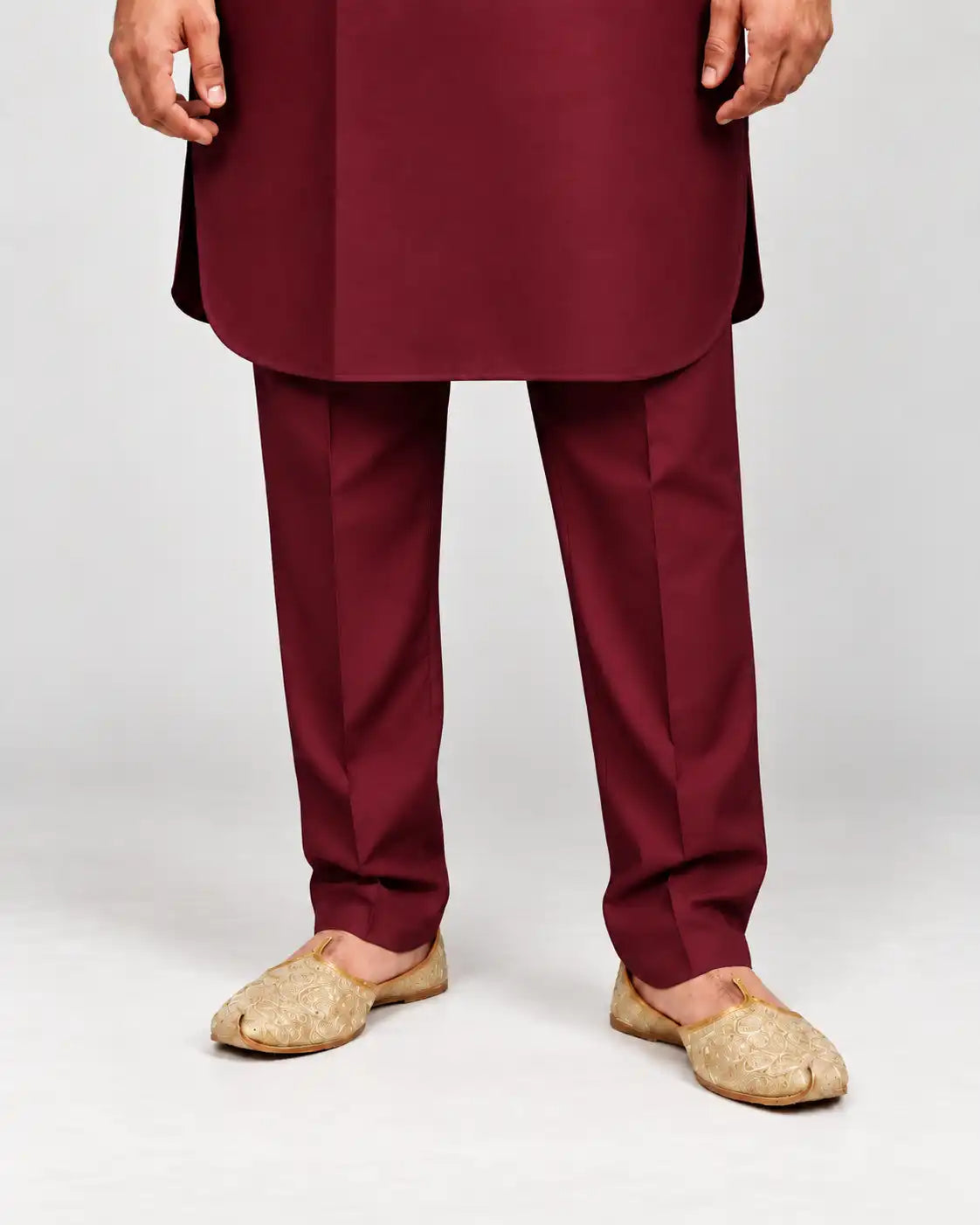 Maroon Giza Cotton Kurta Pajama (Shirt Style Collar)