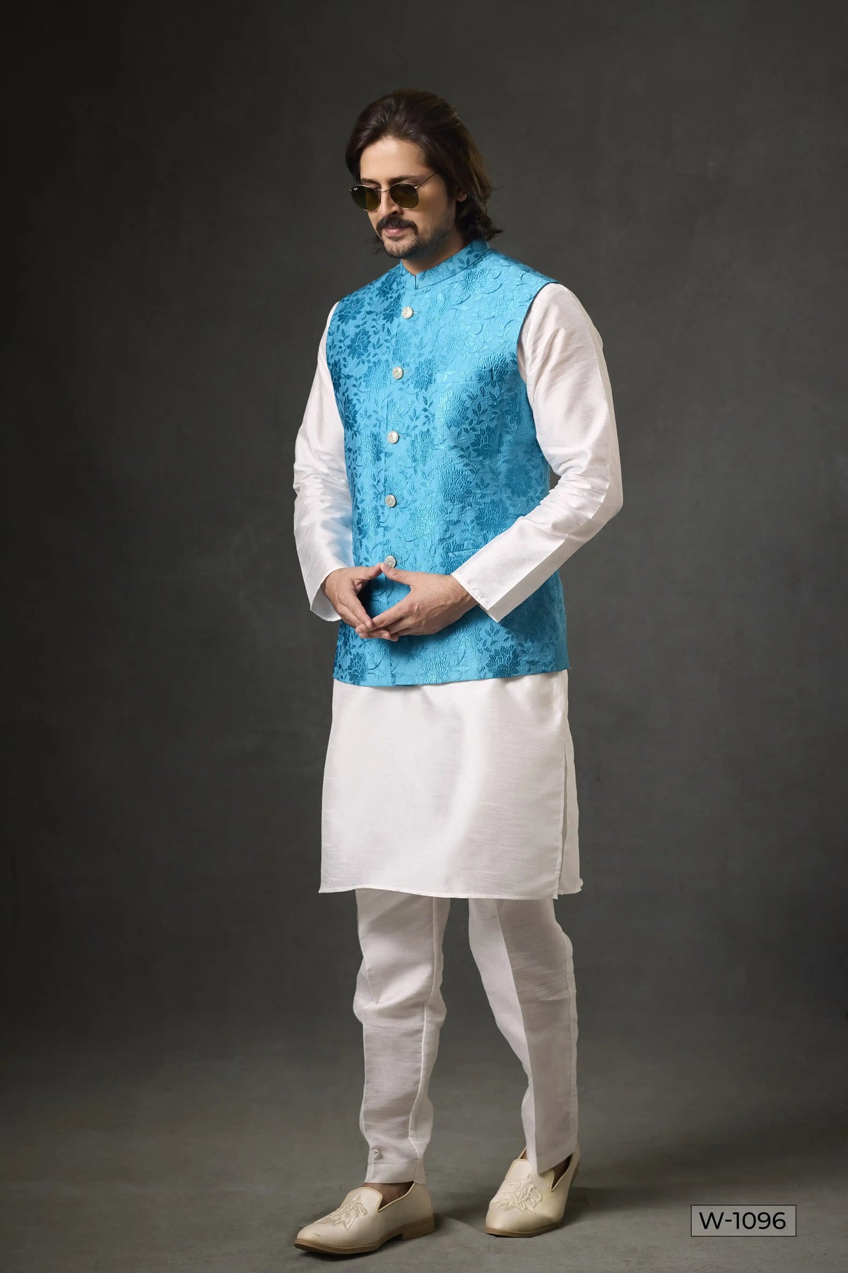 Kurta Pajama & Vest - W-1096