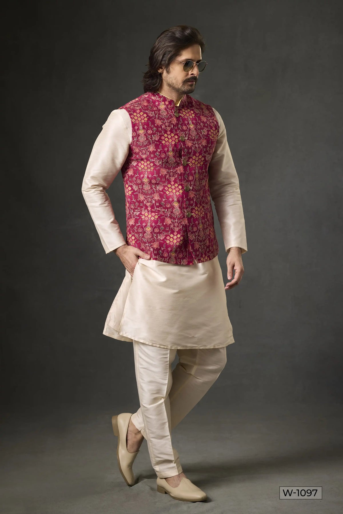 Kurta Pajama & Vest - W-1097