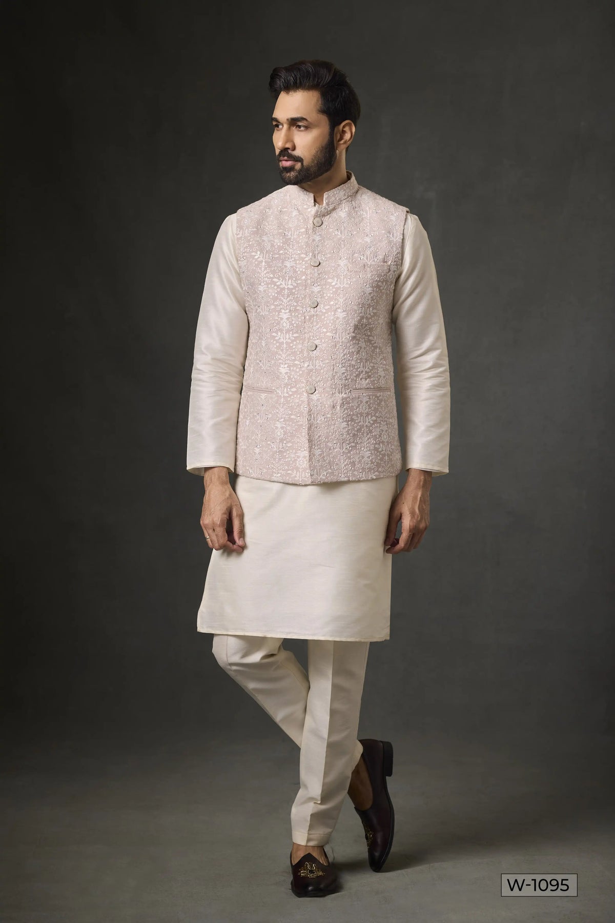 Kurta Pajama & Vest - W-1095