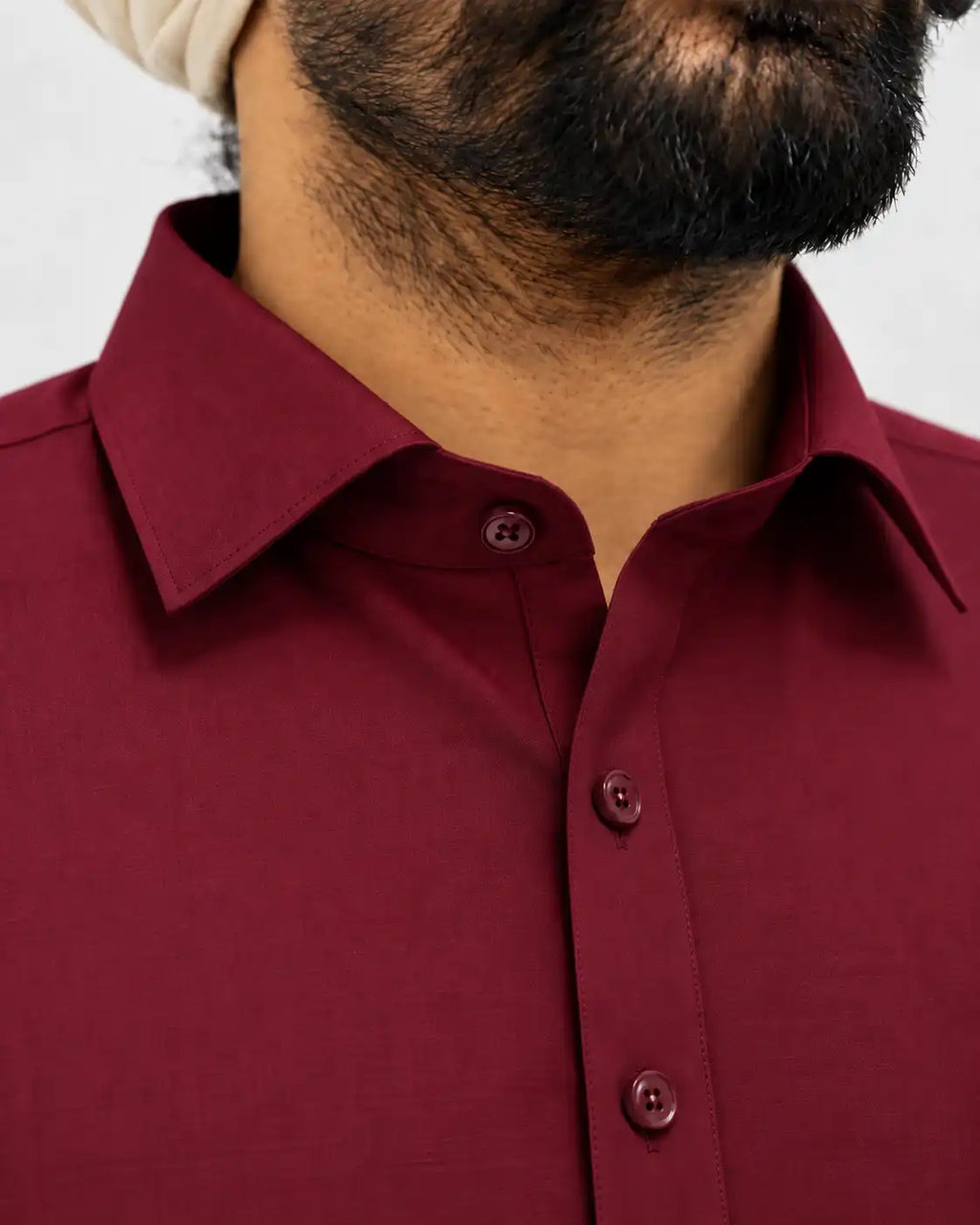Maroon Giza Cotton Kurta Pajama (Shirt Style Collar)