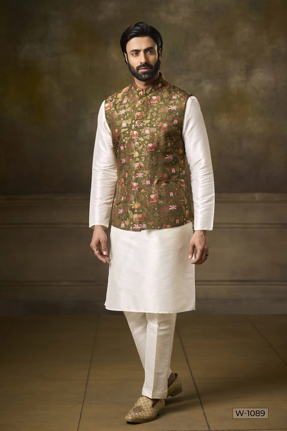 Kurta Pajama & Vest - W-1089