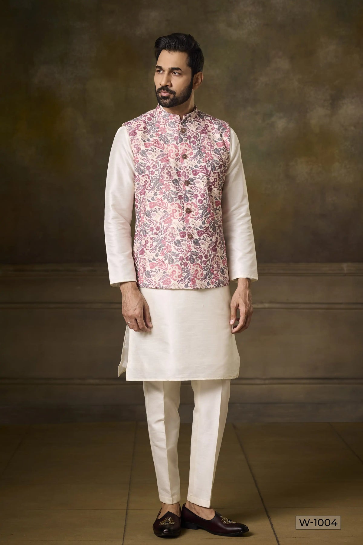 Kurta Pajama & Vest - W-1004