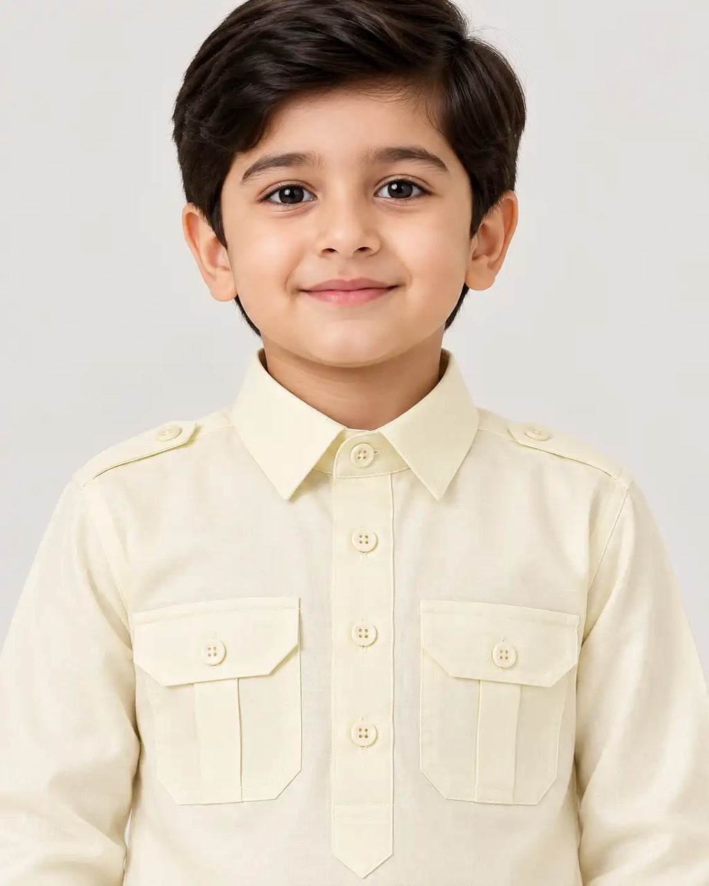 Kids Creme Kurta Pajama