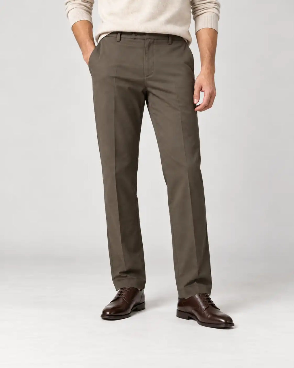 Brown Green Formal Straight Fit Pant