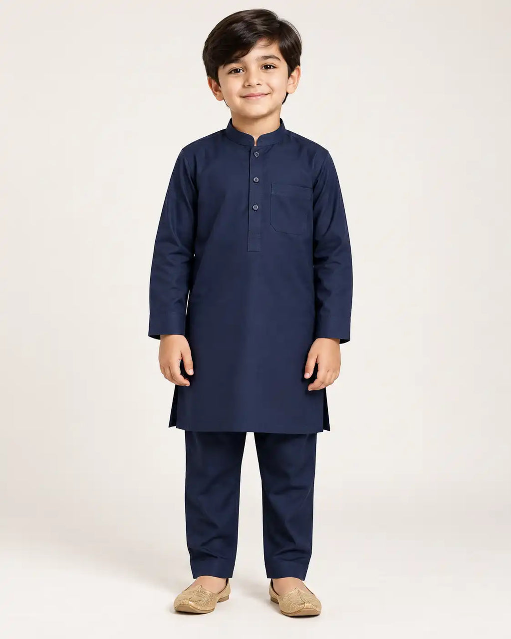Kids Navy Blue Kurta Pajama
