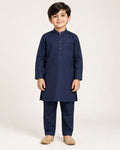 Kids Navy Blue Kurta Pajama