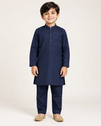 Kids Navy Blue Kurta Pajama