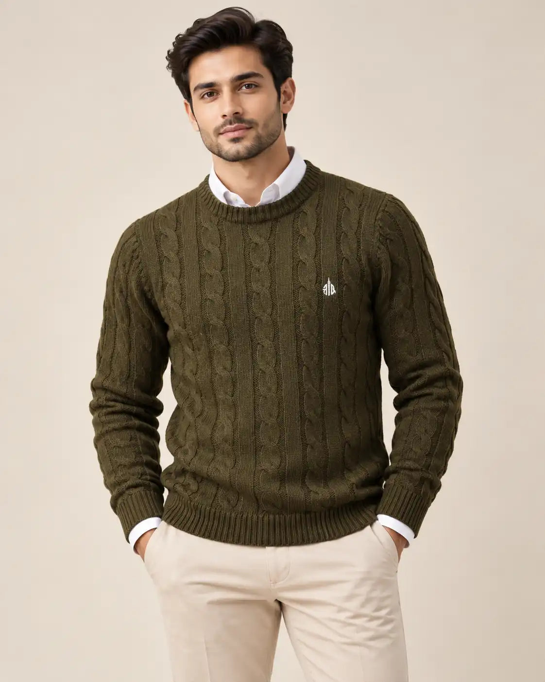 Dark Green Round Neck Sweater