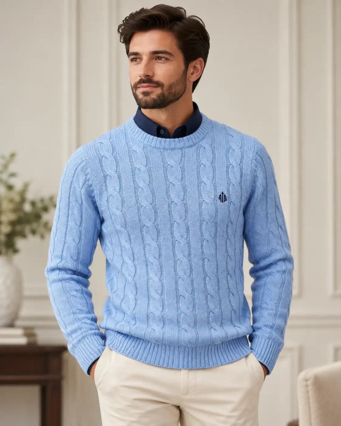 Sky Blue Round Neck Sweater