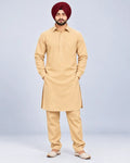 Golden Giza Cotton Kurta Pajama (Shirt Style Collar)