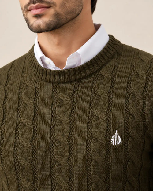 Dark Green Round Neck Sweater