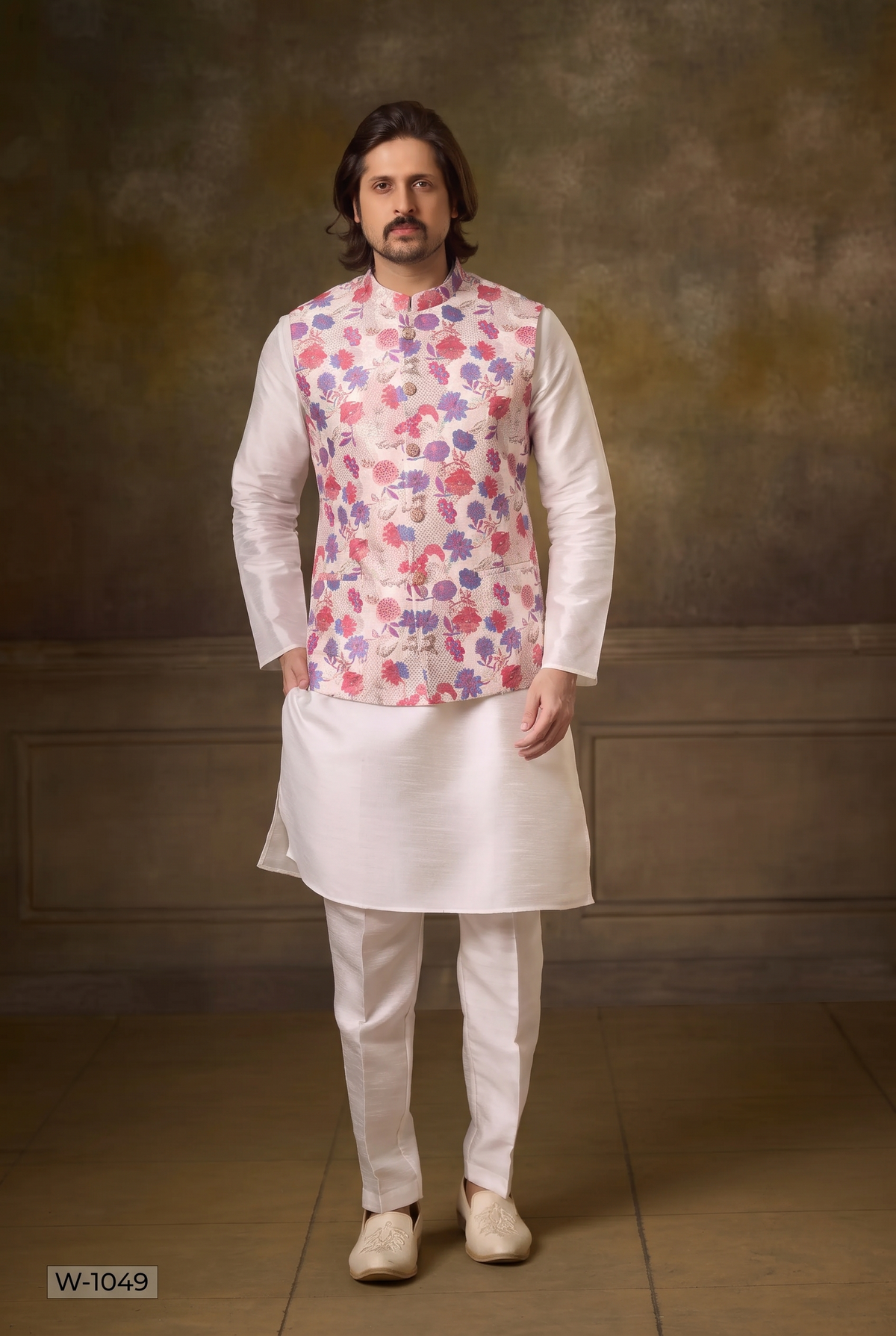 Kurta Pajama & Vest - W-1049