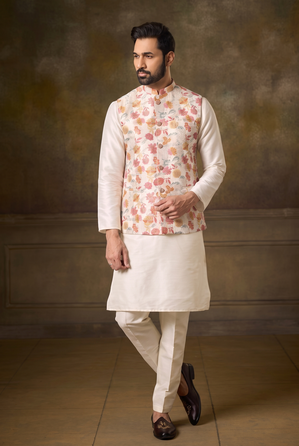Kurta Pajama & Vest - W-1050