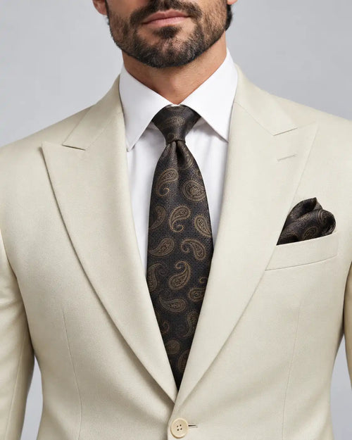 Cream 2-Piece Coat Pant