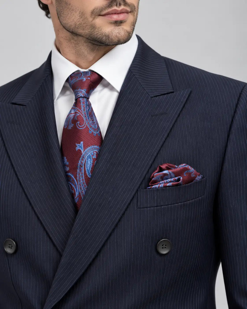 Navy Blue Lining 2-Piece Coat Pant