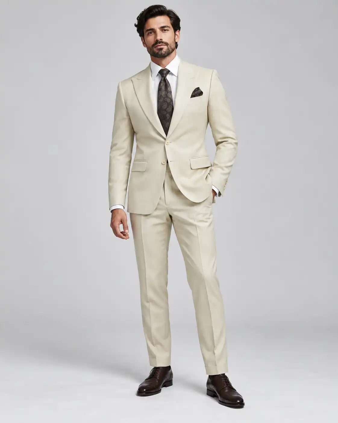 Cream 2-Piece Coat Pant